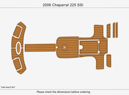 2006 Chaparral 225 SSI cockpit & Swim Platform Pads 1/4" 6mm EVA Teak deck floor